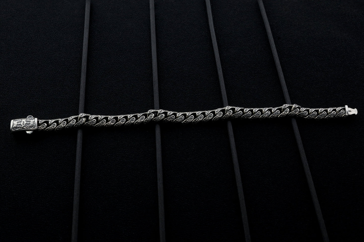 925 Sterling Silver Vintage Bracelet,Cuban Link Chain Bracelet,Mens embroidered bracelet,Handmade Silver Bracelet,Mens Bracelet,Gift for Him