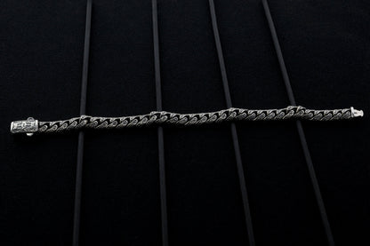 925 Sterling Silver Vintage Bracelet,Cuban Link Chain Bracelet,Mens embroidered bracelet,Handmade Silver Bracelet,Mens Bracelet,Gift for Him