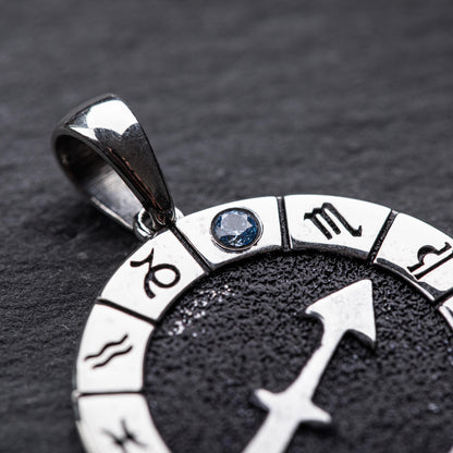 Silver Sagittarius Zodiac Pendant, Sagittarius Horoscope Pendant, Sagittarius Birthstone Pendant,Unisex Zodiac Pendant,Unique Zodiac Jewelry