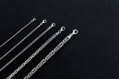 925 Sterling Silver King Chain Bracelet - Silver Byzantine Bracelet