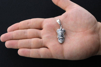 Sterling Silver Skull Necklace, Silver Skull Pendant, Pirate Skull, Silver Byzantine Necklace, Gift for Boyfriend, Haloween gift