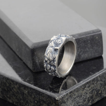 Alexander the Coin Ring, Sterling Silver Archaic Greek Jewelry
