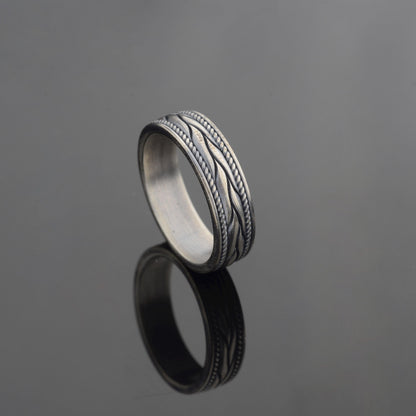 Braided 925 Sterling Silver Greek Ring, Unisex Band