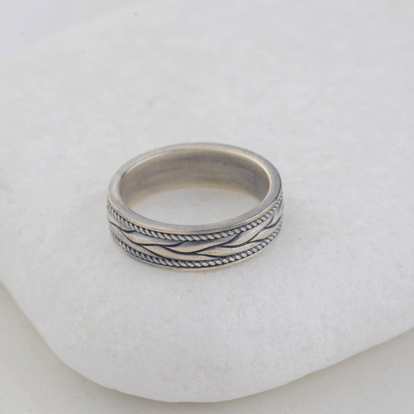 Braided 925 Sterling Silver Greek Ring, Unisex Band