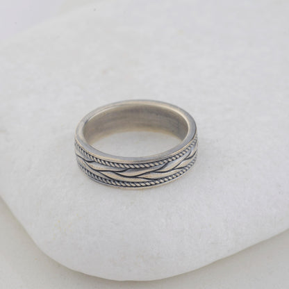 Braided 925 Sterling Silver Greek Ring, Unisex Band
