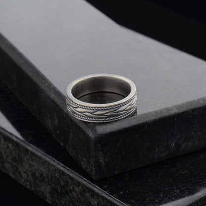 Braided 925 Sterling Silver Greek Ring, Unisex Band
