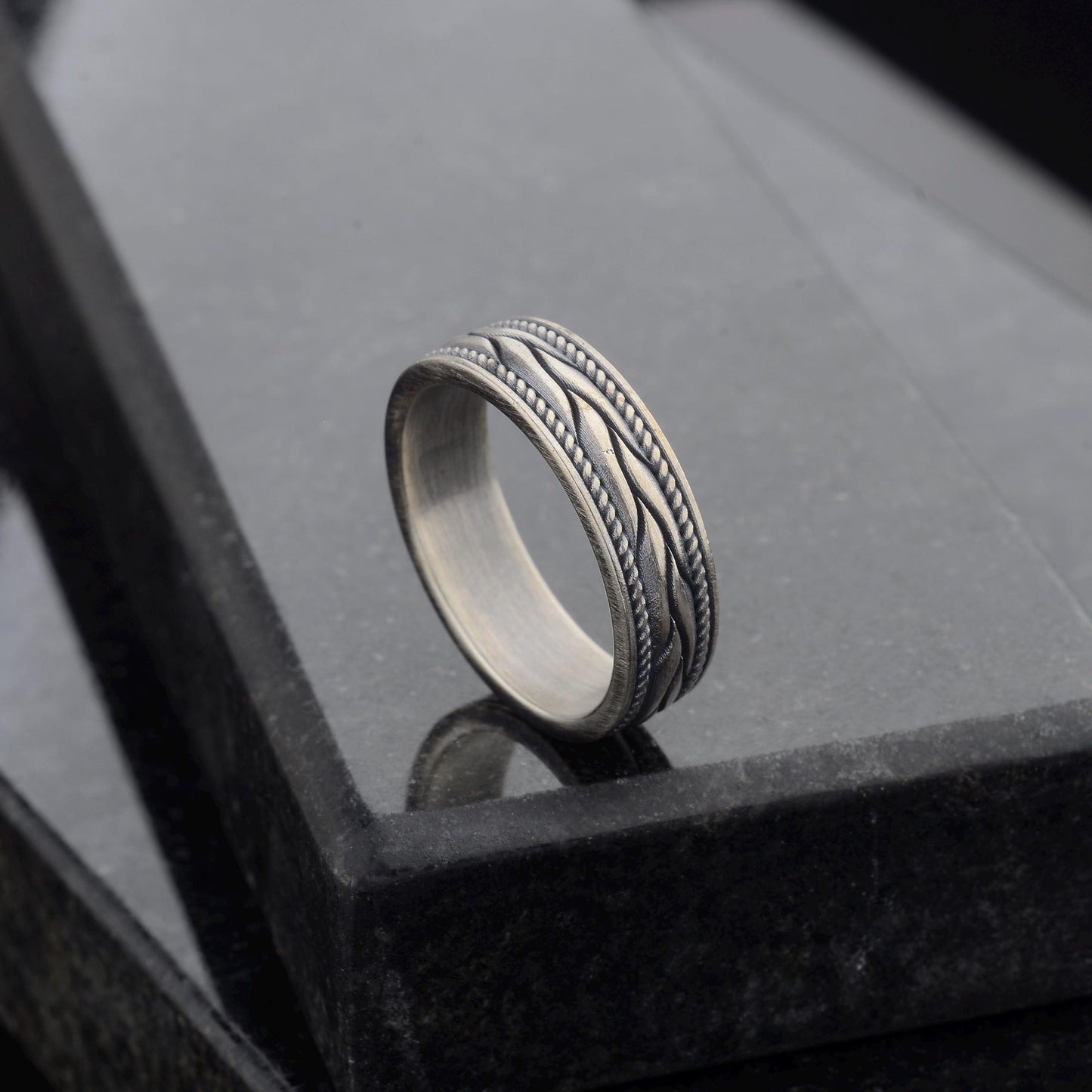 Braided 925 Sterling Silver Greek Ring, Unisex Band