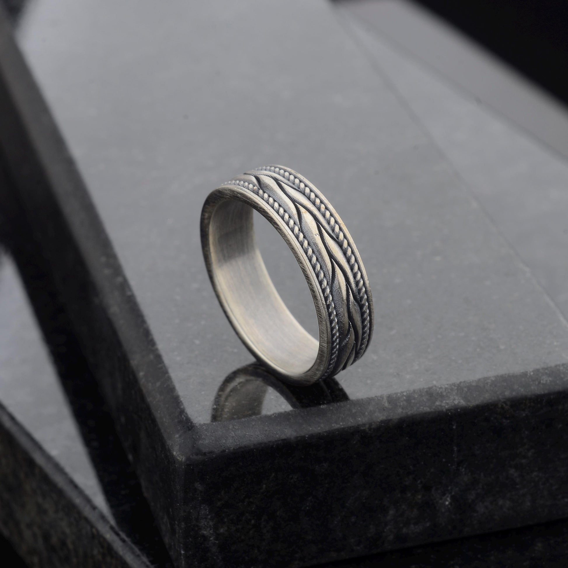 Braided 925 Sterling Silver Greek Ring, Unisex Band