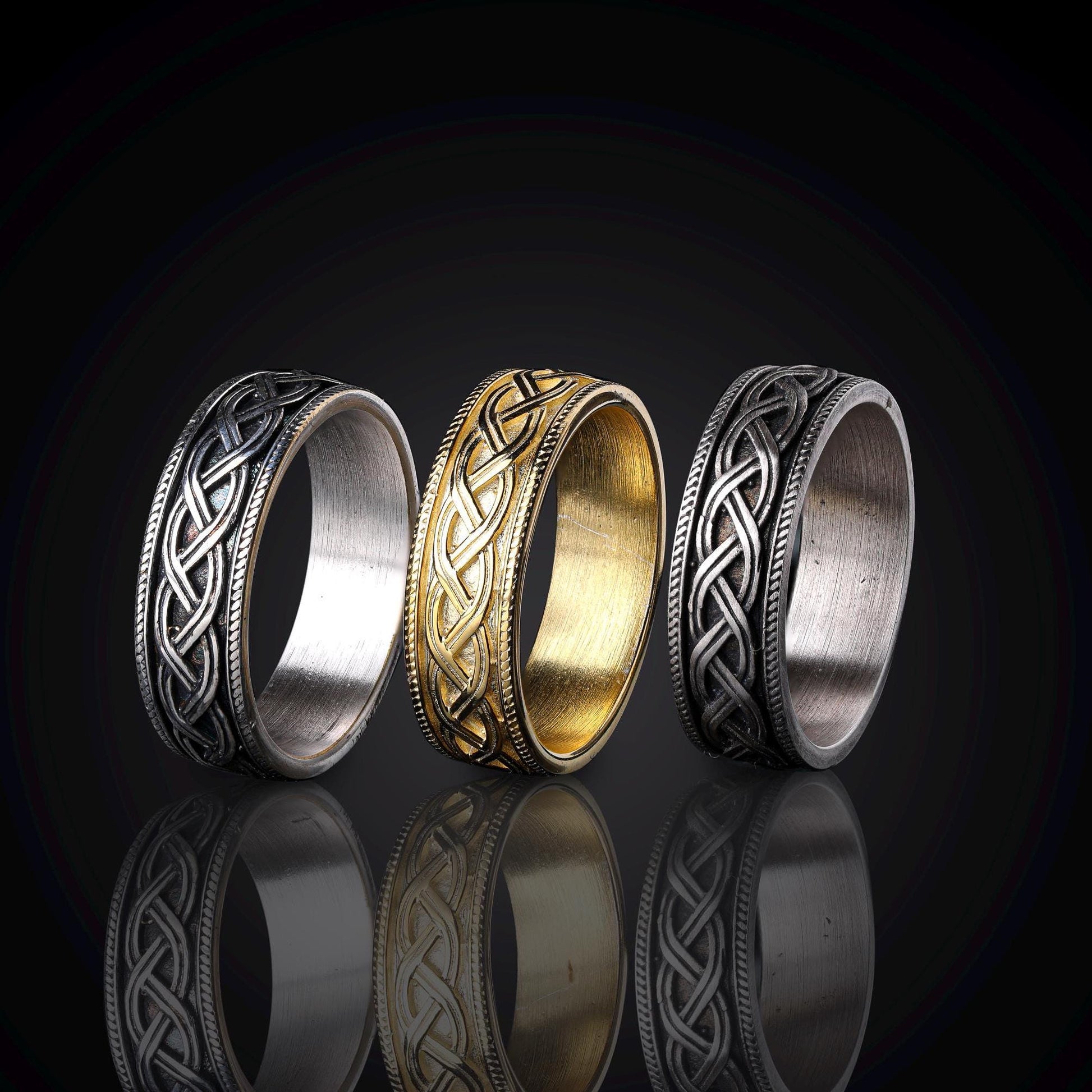 Celtic Braided Knot Wedding Ring, 925 Sterling Silver Celtic Wedding Bands Men, Men Silver Band, Braid Celtic Ring, Signet Ring, Unique Gift