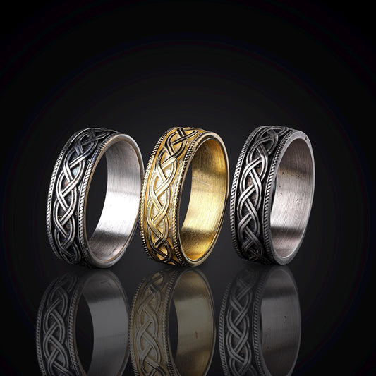 Celtic Braided Knot Wedding Ring, 925 Sterling Silver Celtic Wedding Bands Men, Men Silver Band, Braid Celtic Ring, Signet Ring, Unique Gift