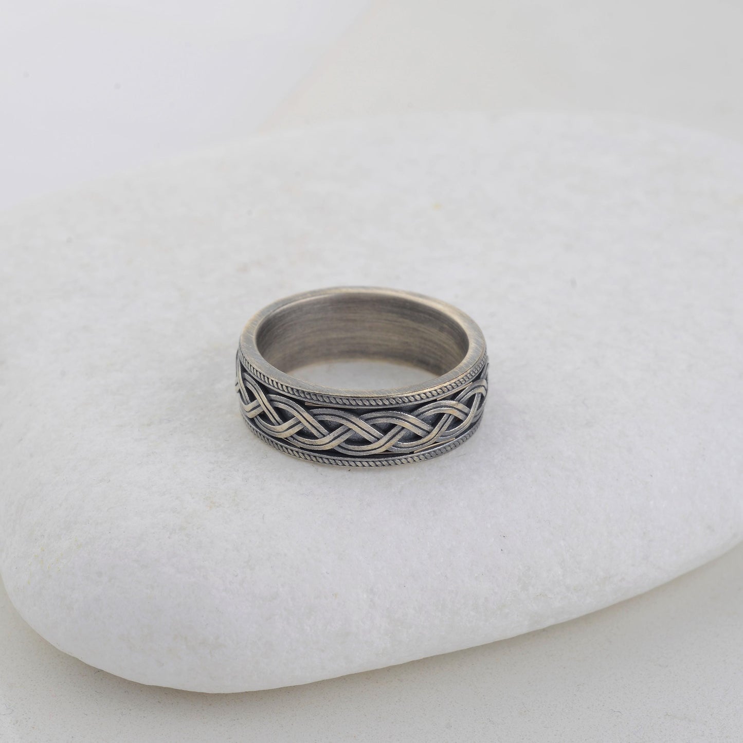 Celtic Braided Knot Wedding Ring, 925 Sterling Silver Celtic Wedding Bands Men, Men Silver Band, Braid Celtic Ring, Signet Ring, Unique Gift
