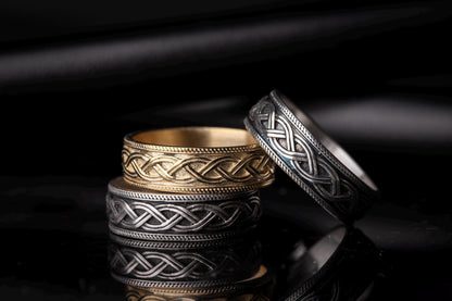 Celtic Braided Knot Wedding Ring, 925 Sterling Silver Celtic Wedding Bands Men, Men Silver Band, Braid Celtic Ring, Signet Ring, Unique Gift