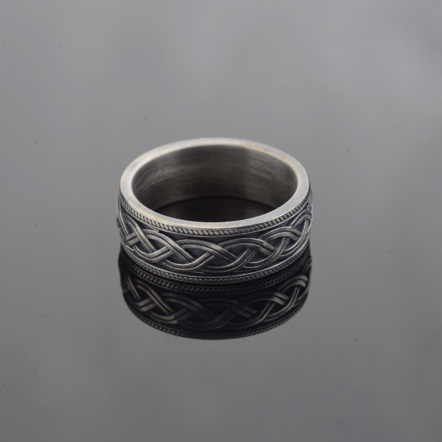 Celtic Braided Knot Wedding Ring, 925 Sterling Silver Celtic Wedding Bands Men, Men Silver Band, Braid Celtic Ring, Signet Ring, Unique Gift