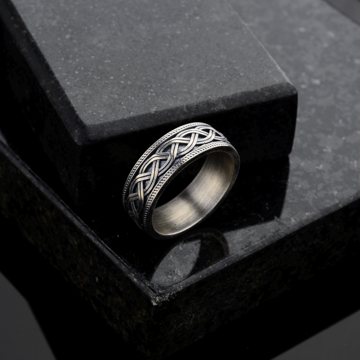Celtic Braided Knot Wedding Ring, 925 Sterling Silver Celtic Wedding Bands Men, Men Silver Band, Braid Celtic Ring, Signet Ring, Unique Gift