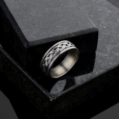Celtic Braided Knot Wedding Ring, 925 Sterling Silver Celtic Wedding Bands Men, Men Silver Band, Braid Celtic Ring, Signet Ring, Unique Gift