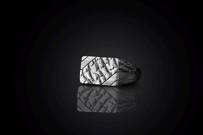 Handmade Brutalist Sterling Silver Signet Ring: Broken Stone Textured Ring