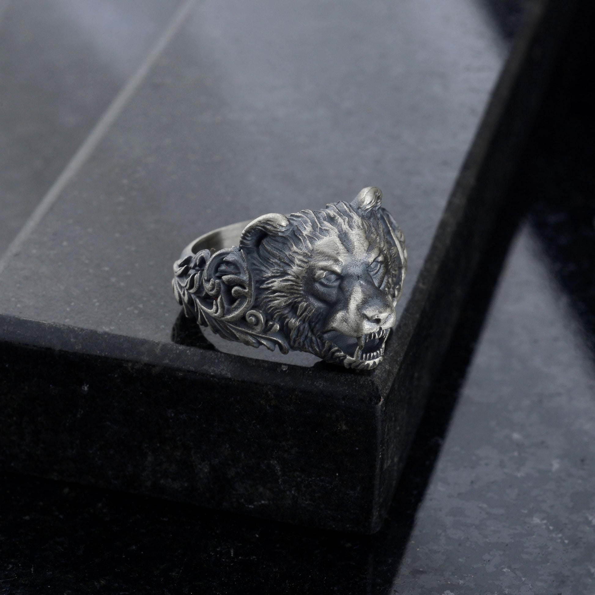 Handmade Sterling Silver Bear Ring – Viking Totem Biker Jewelry