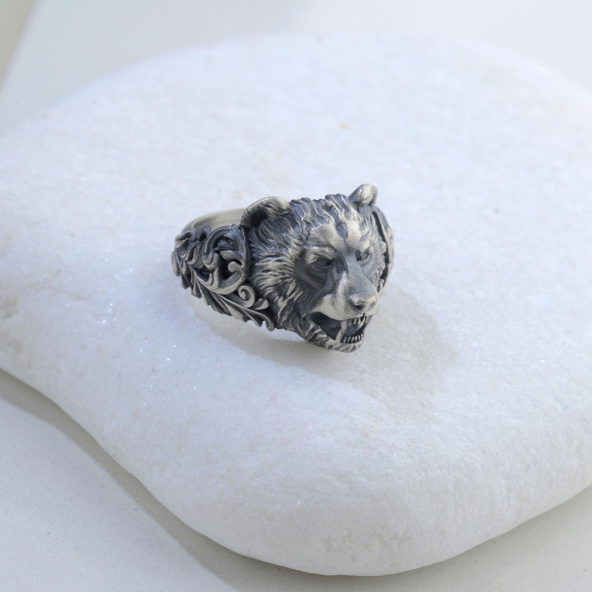 Handmade Sterling Silver Bear Ring – Viking Totem Biker Jewelry