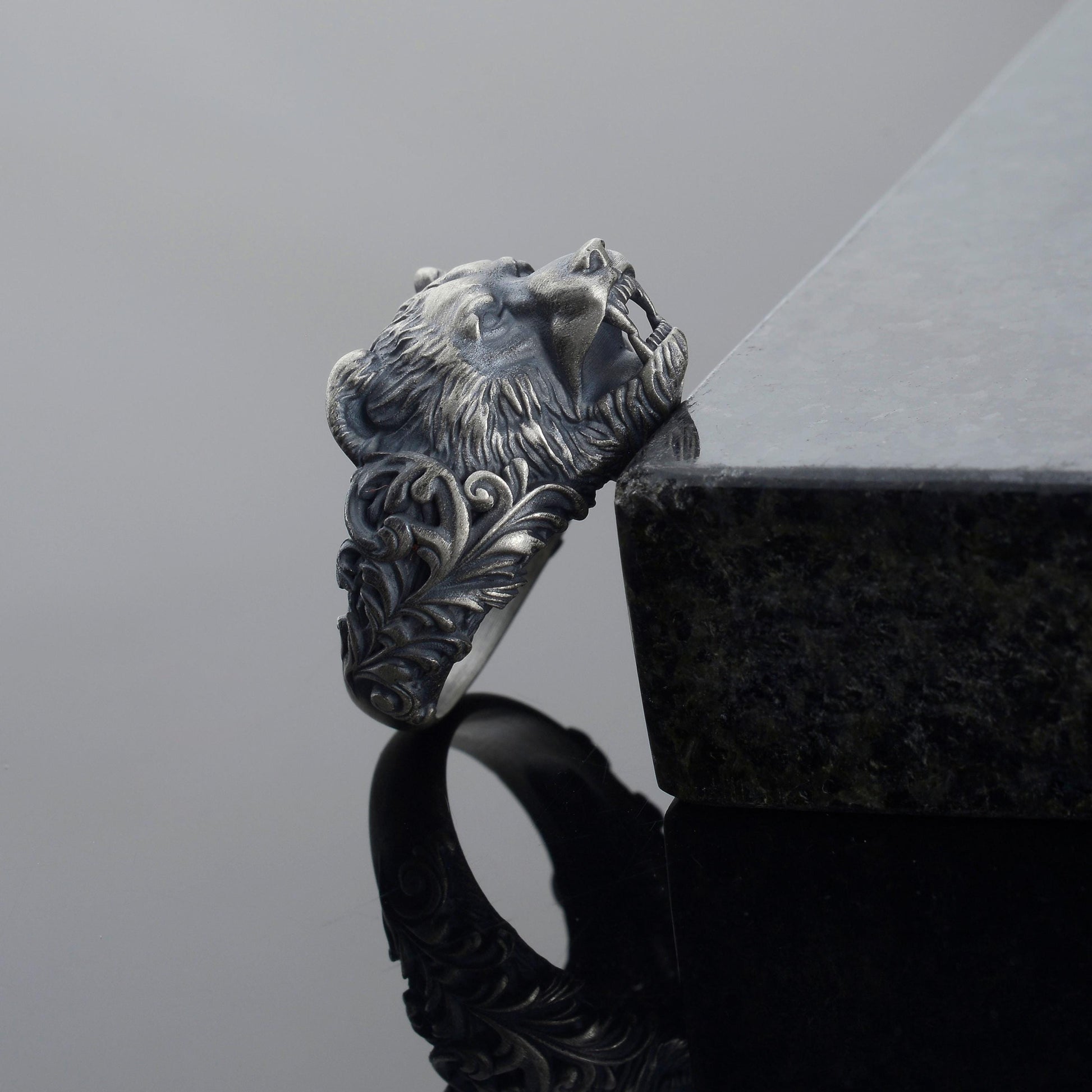 Handmade Sterling Silver Bear Ring – Viking Totem Biker Jewelry