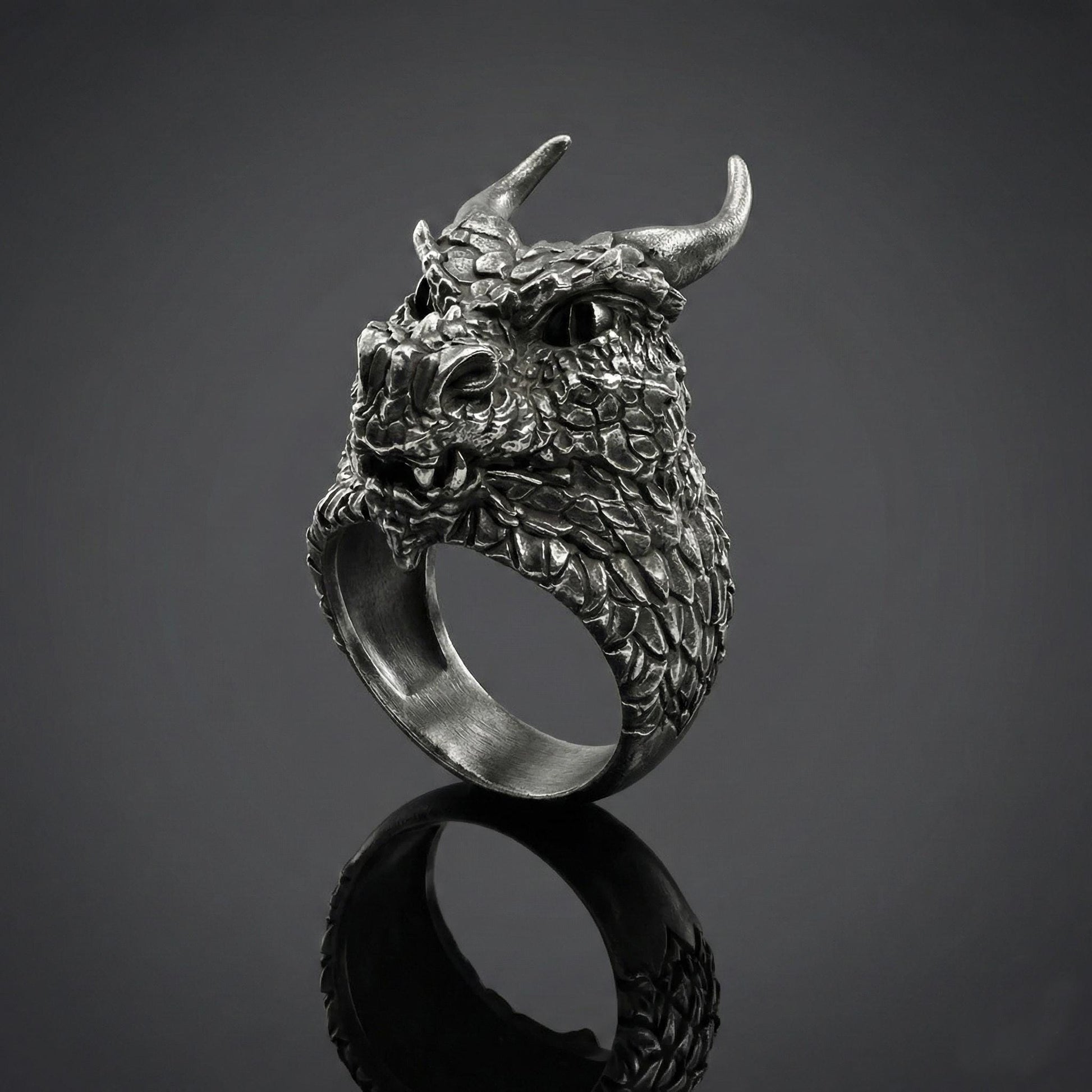 Handmade Sterling Silver Dragon Ring, Mythology Jewelry