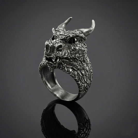 Handmade Sterling Silver Dragon Ring, Mythology Jewelry
