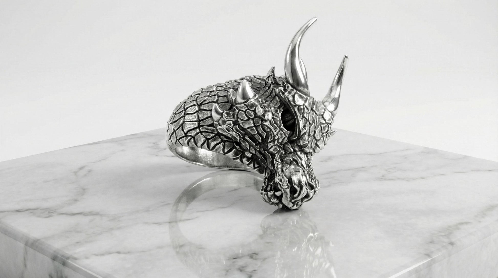 Handmade Sterling Silver Dragon Ring, Mythology Jewelry