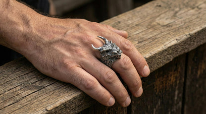 Handmade Sterling Silver Dragon Ring, Mythology Jewelry