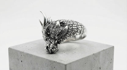 Handmade Sterling Silver Dragon Ring, Mythology Jewelry