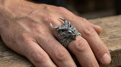 Handmade Sterling Silver Dragon Ring, Mythology Jewelry