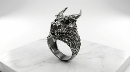 Handmade Sterling Silver Dragon Ring, Mythology Jewelry