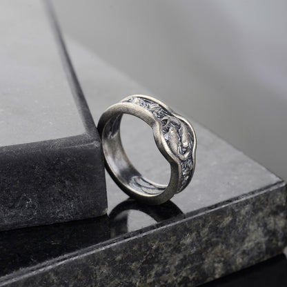 Handmade Sterling Silver Koi Fish Ring, Japanese Wedding Band