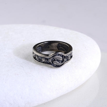 Handmade Sterling Silver Koi Fish Ring, Japanese Wedding Band