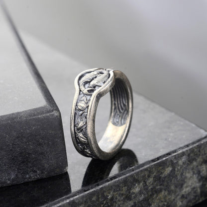 Handmade Sterling Silver Koi Fish Ring, Japanese Wedding Band
