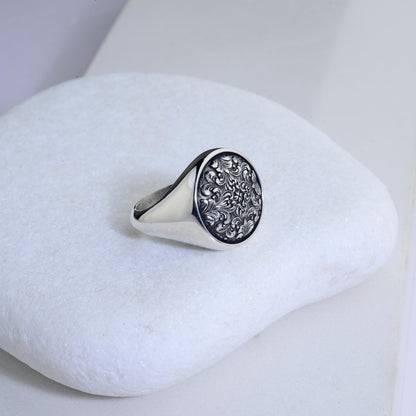 Handmade Sterling Silver Ornate Signet Ring: Gothic Baroque Jewelry