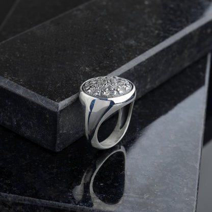 Handmade Sterling Silver Ornate Signet Ring: Gothic Baroque Jewelry