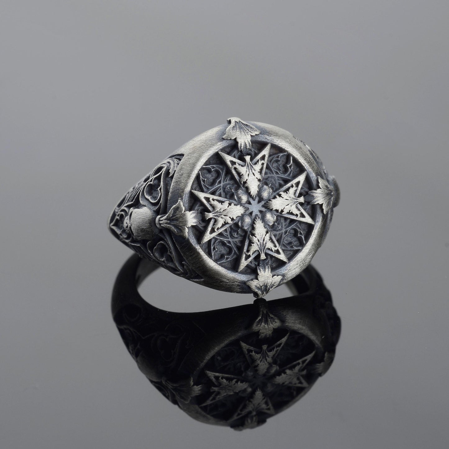 Handmade Sterling Silver Plated Cross Ring: Gothic Cross Biker Jewelry