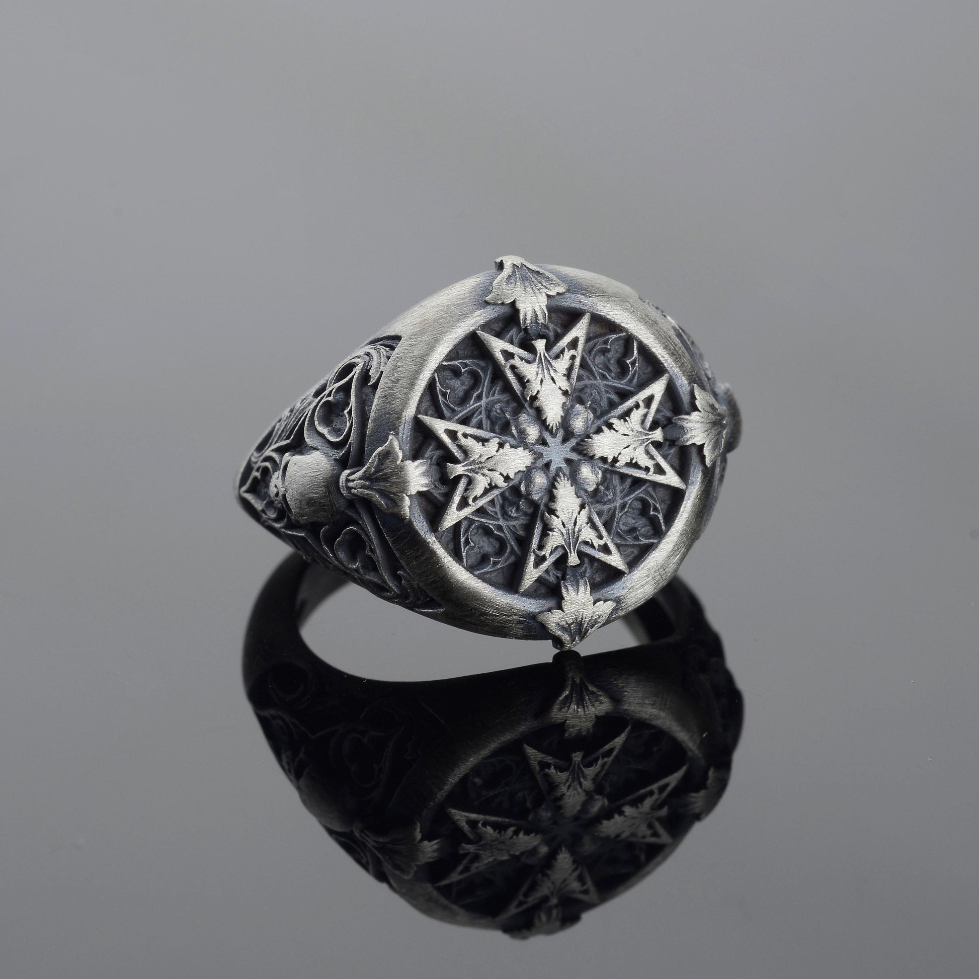 Handmade Sterling Silver Plated Cross Ring: Gothic Cross Biker Jewelry