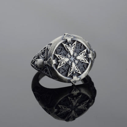 Handmade Sterling Silver Plated Cross Ring: Gothic Cross Biker Jewelry