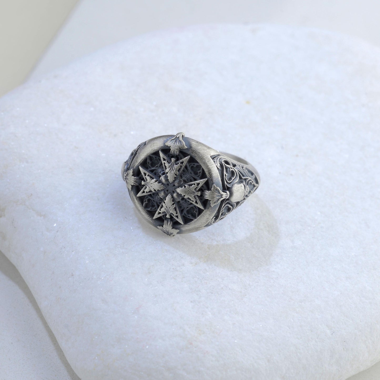 Handmade Sterling Silver Plated Cross Ring: Gothic Cross Biker Jewelry