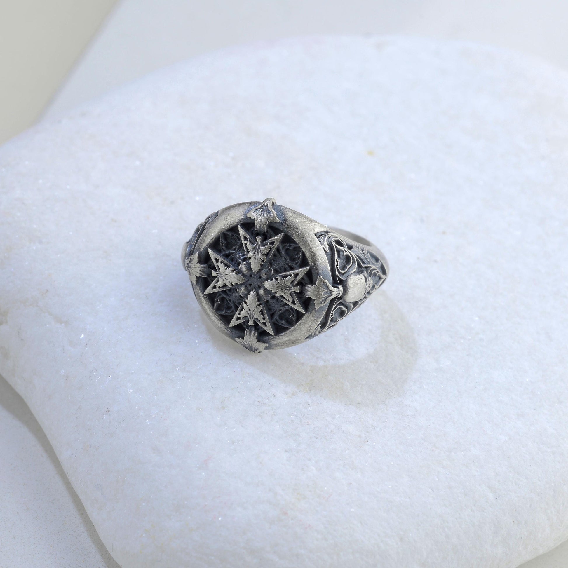 Handmade Sterling Silver Plated Cross Ring: Gothic Cross Biker Jewelry