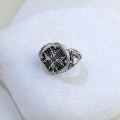 Handmade Sterling Silver Plated Cross Ring: Gothic Cross Biker Jewelry