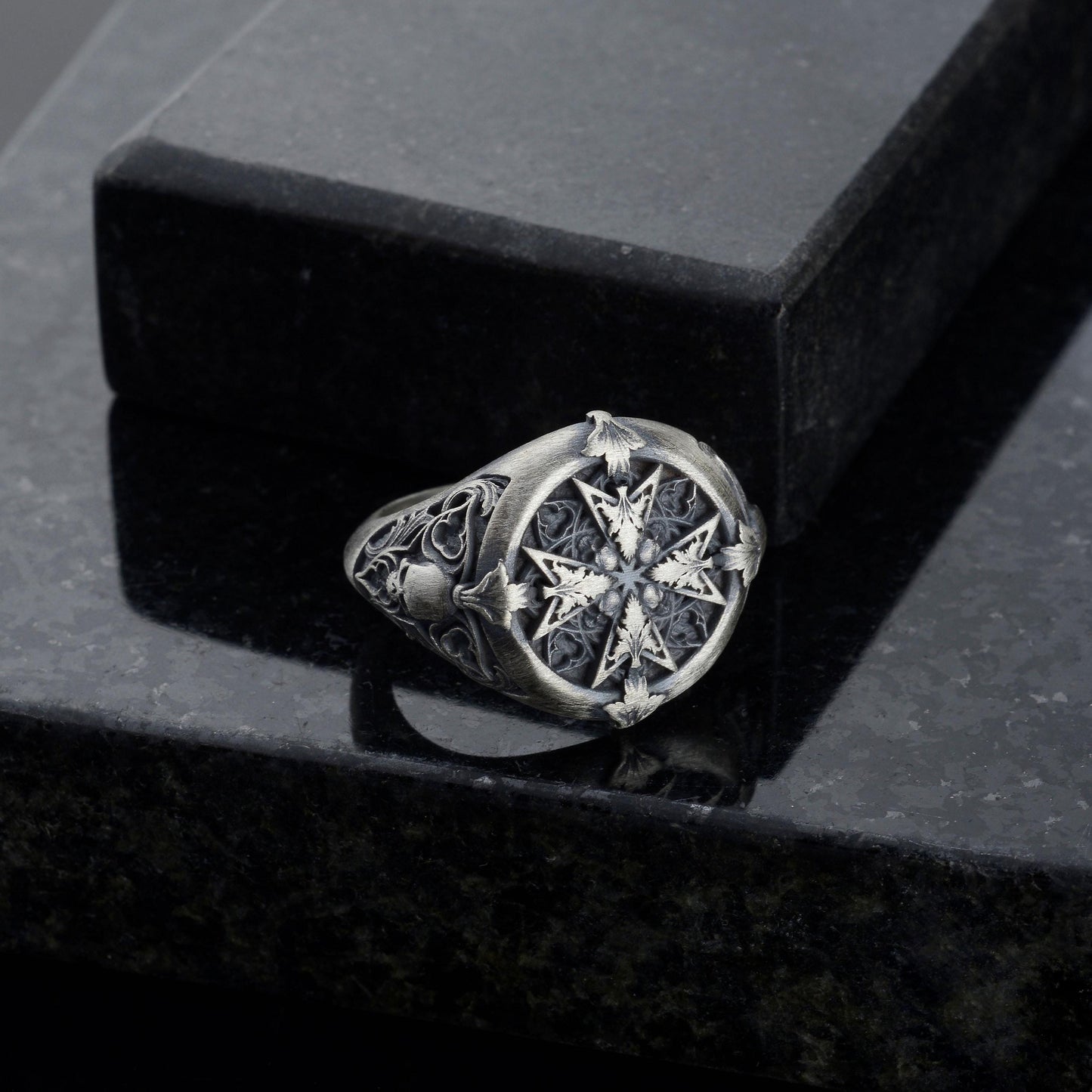 Handmade Sterling Silver Plated Cross Ring: Gothic Cross Biker Jewelry