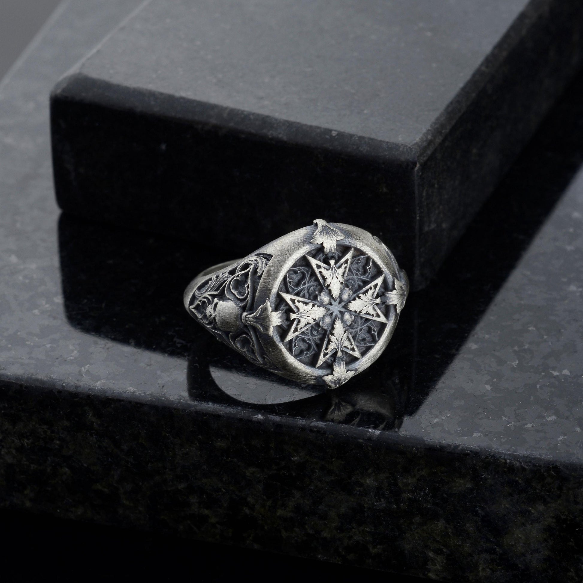 Handmade Sterling Silver Plated Cross Ring: Gothic Cross Biker Jewelry