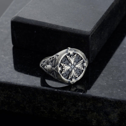 Handmade Sterling Silver Plated Cross Ring: Gothic Cross Biker Jewelry