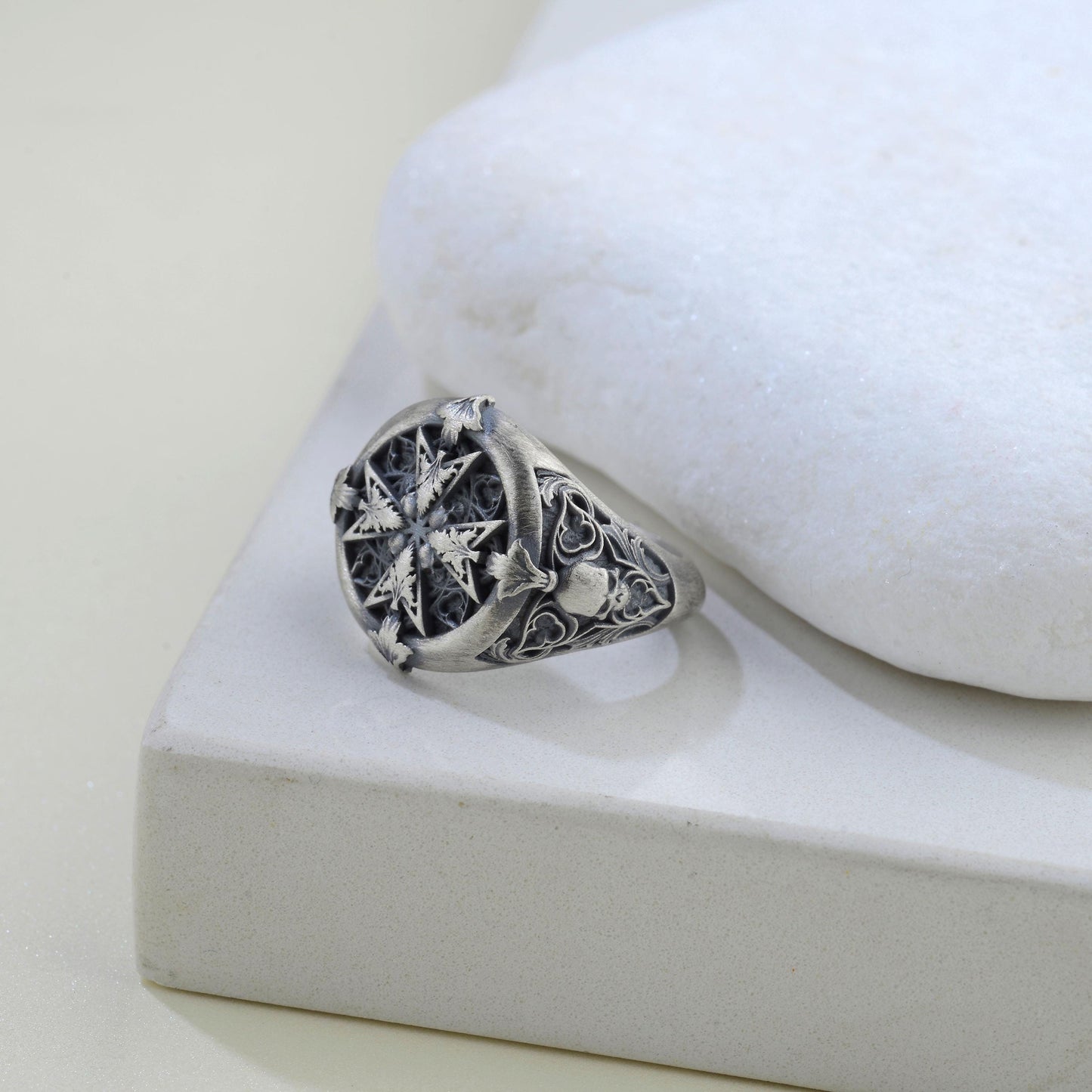 Handmade Sterling Silver Plated Cross Ring: Gothic Cross Biker Jewelry