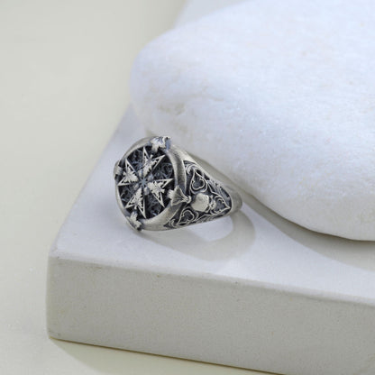 Handmade Sterling Silver Plated Cross Ring: Gothic Cross Biker Jewelry