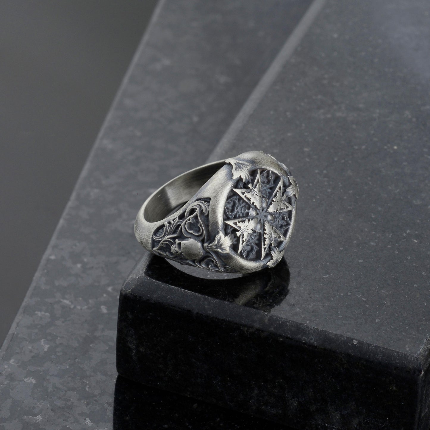 Handmade Sterling Silver Plated Cross Ring: Gothic Cross Biker Jewelry