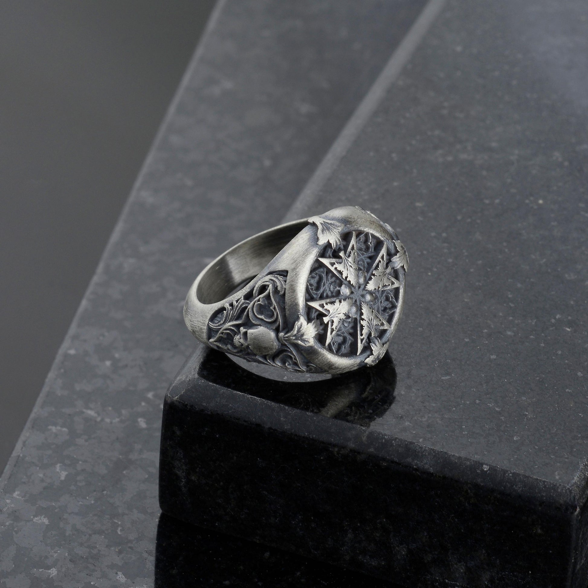 Handmade Sterling Silver Plated Cross Ring: Gothic Cross Biker Jewelry