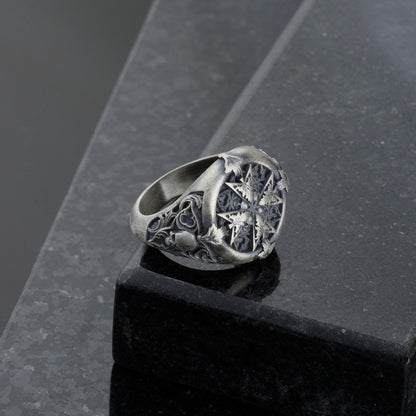 Handmade Sterling Silver Plated Cross Ring: Gothic Cross Biker Jewelry