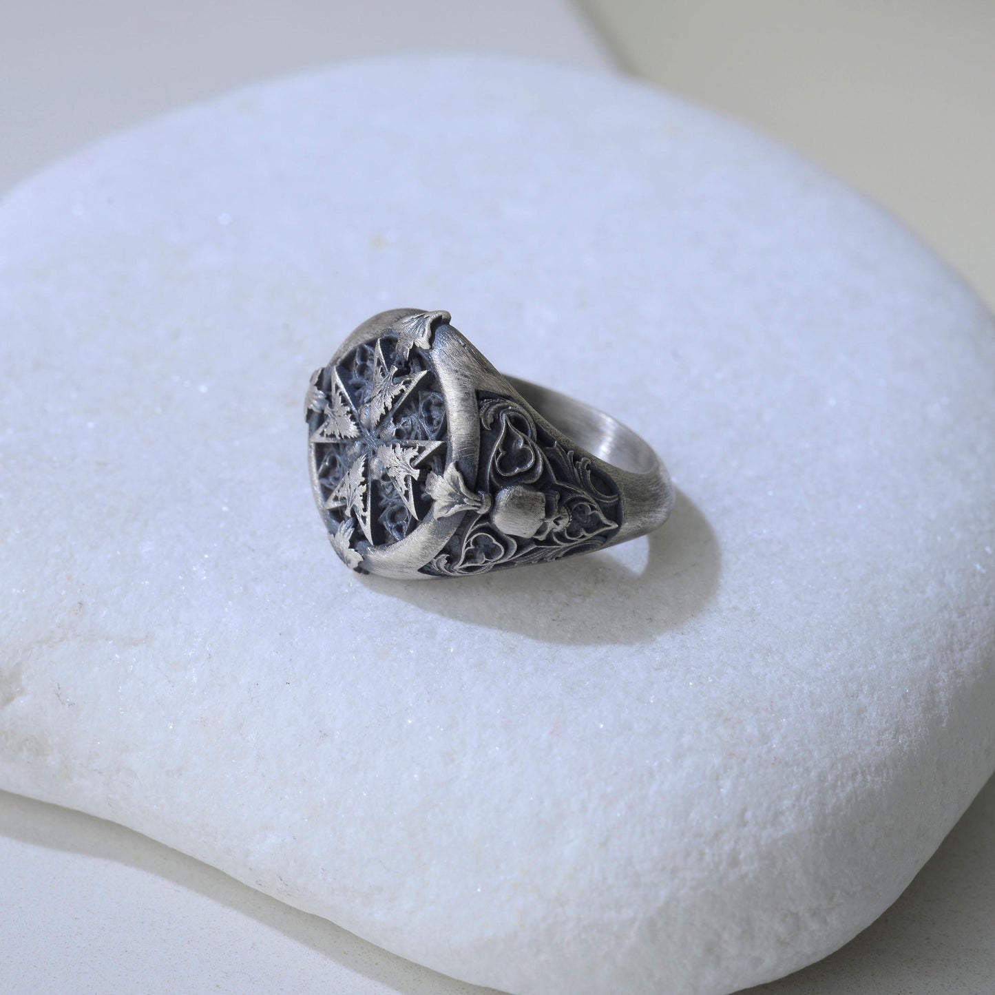 Handmade Sterling Silver Plated Cross Ring: Gothic Cross Biker Jewelry